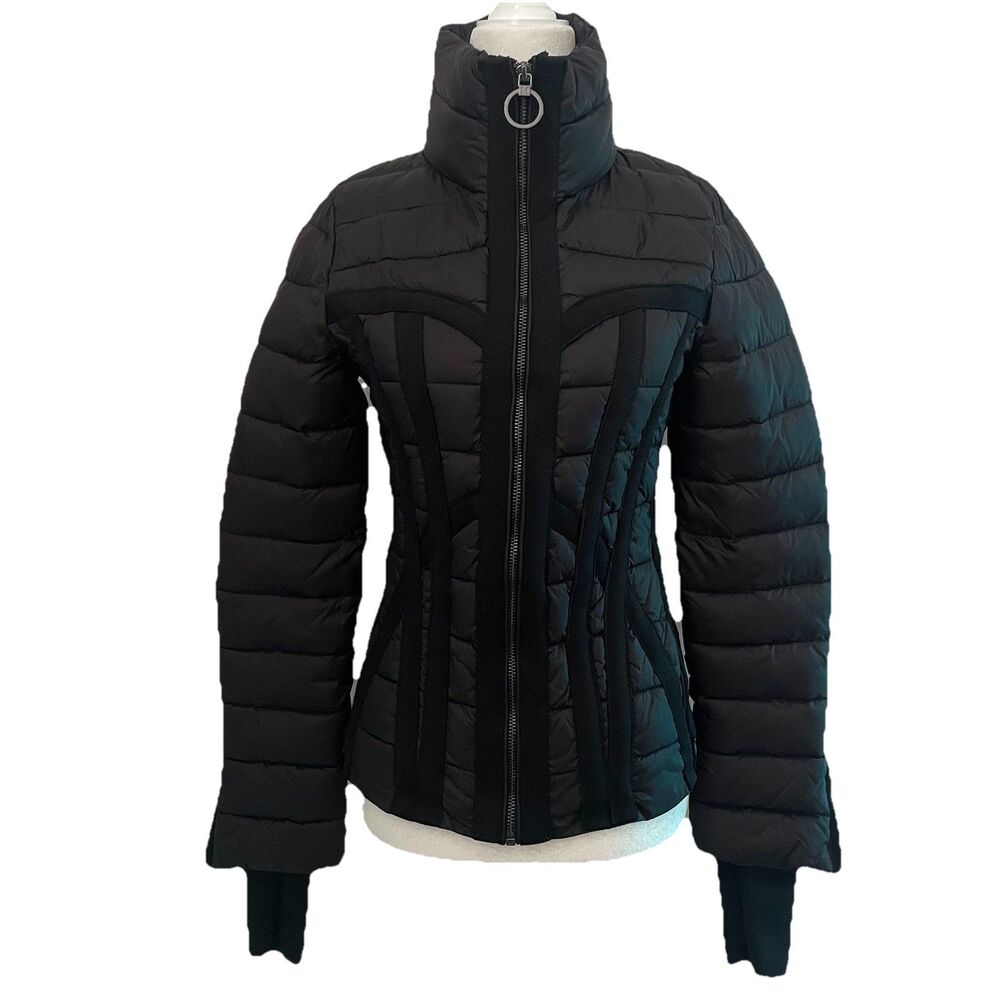 Guess By Marciano Women’s Puffer Jacket Stretch Thumbhole Outdoors Black-US 10